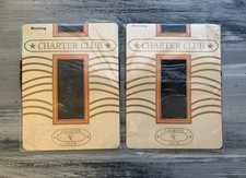 Set of 2 Charter Club Black Stockings Nylon Hosiery Vintage Packaging 1980s