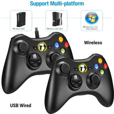 For Xbox 360 Xbox 360 Slim & PC Windows XP/Vista/Win7/8 /10 Controller Gamepad