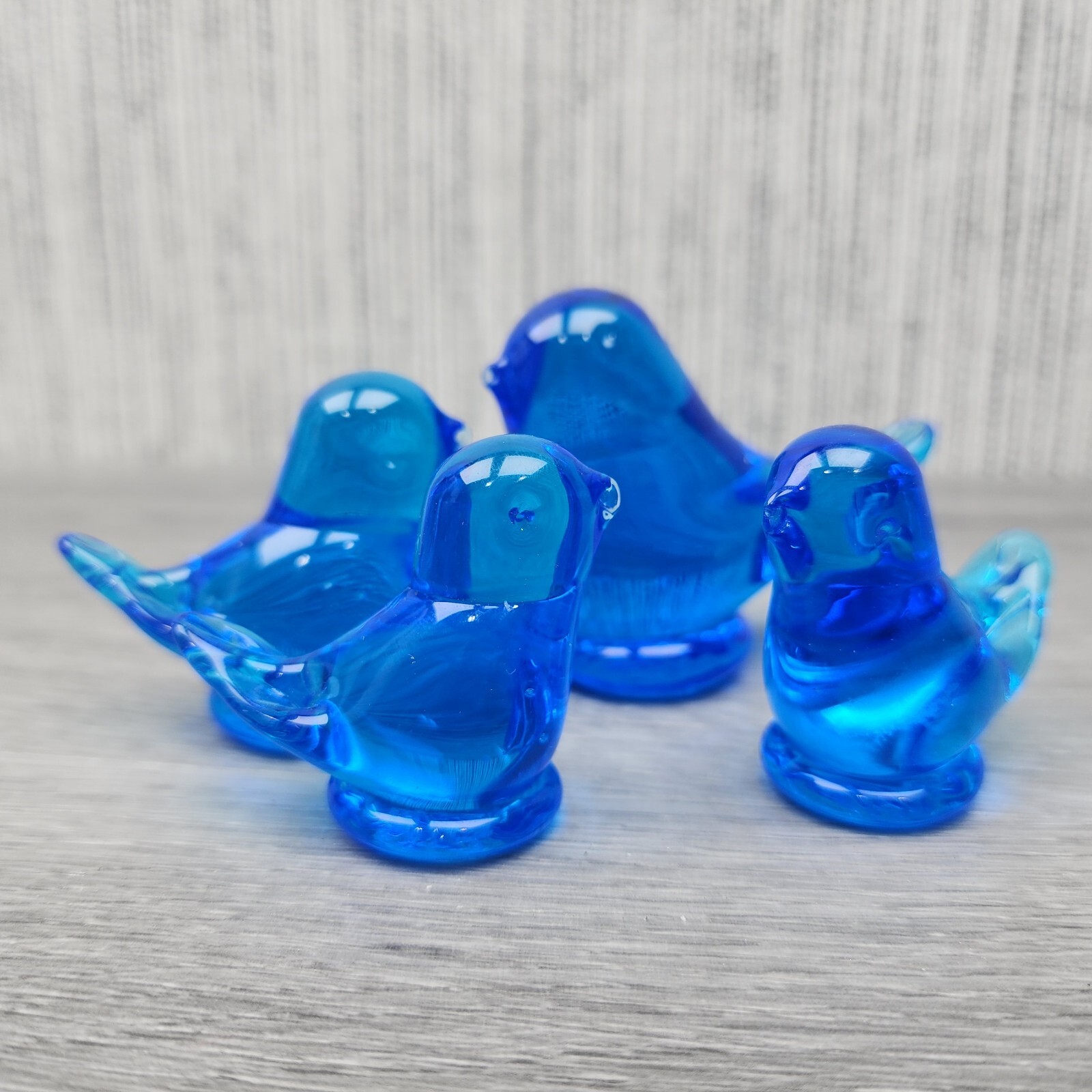 4 Glass Bluebirds of Happiness Figures Vintage Birds eBay