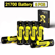 6pcs Scigold 5AH 217OO 3.6V Flat top Rechargeable li-ion Battery for Flashlights