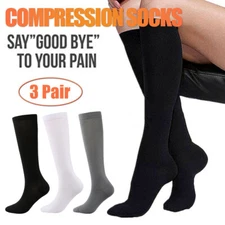 3 Pairs Mojo Compression Socks 20-30 mmgh Wide Calf Bariatric Support Stockings