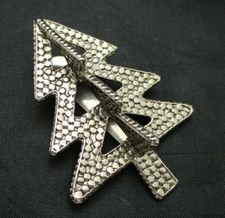 John Hardy Scarf Clip CHRISTMAS TREE Silverplate Punched Design Signed 2.5" GIFT