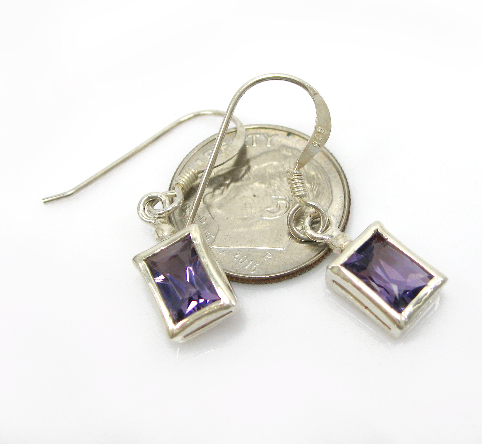 Rectangle Solitaire Purple Crystal 925 Sterling S… - image 4