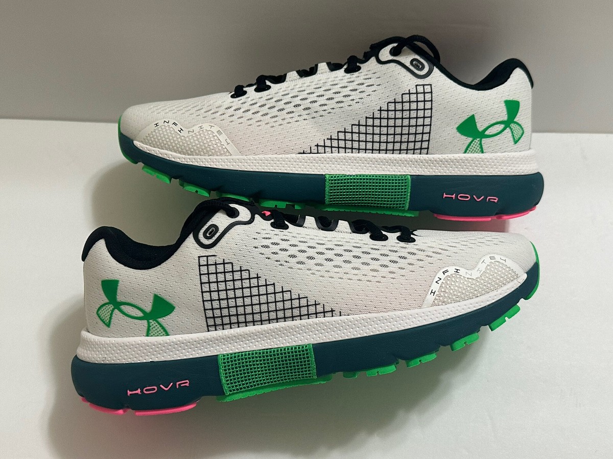 NEW Mens Under Armour UA HOVR Infinite Running Shoes White Green