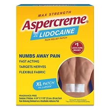 Aspercreme Max Strength Lidocaine Pain Relief Patch XL (3 Count), Pain Patches