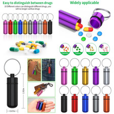 10PC Keychain Pill Holder Box Container Travel Pills Case Organizer Waterproof