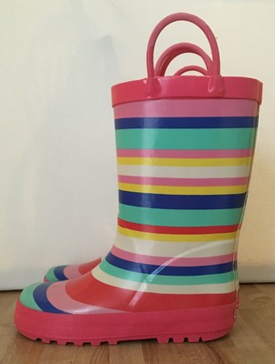 striped rain boots