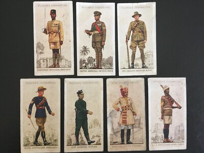 military cigarette cards 7x 1938 Players Military Uniforms British Empire Overseas Player Cigarette  Cards