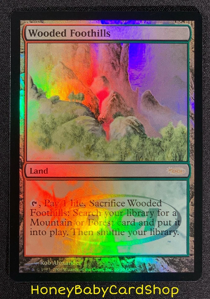 MTG Judge Promo 2009 Wooded Foothills M/NM Judge Foil Rare Promo Foil Fetchland - Image 2 of 3