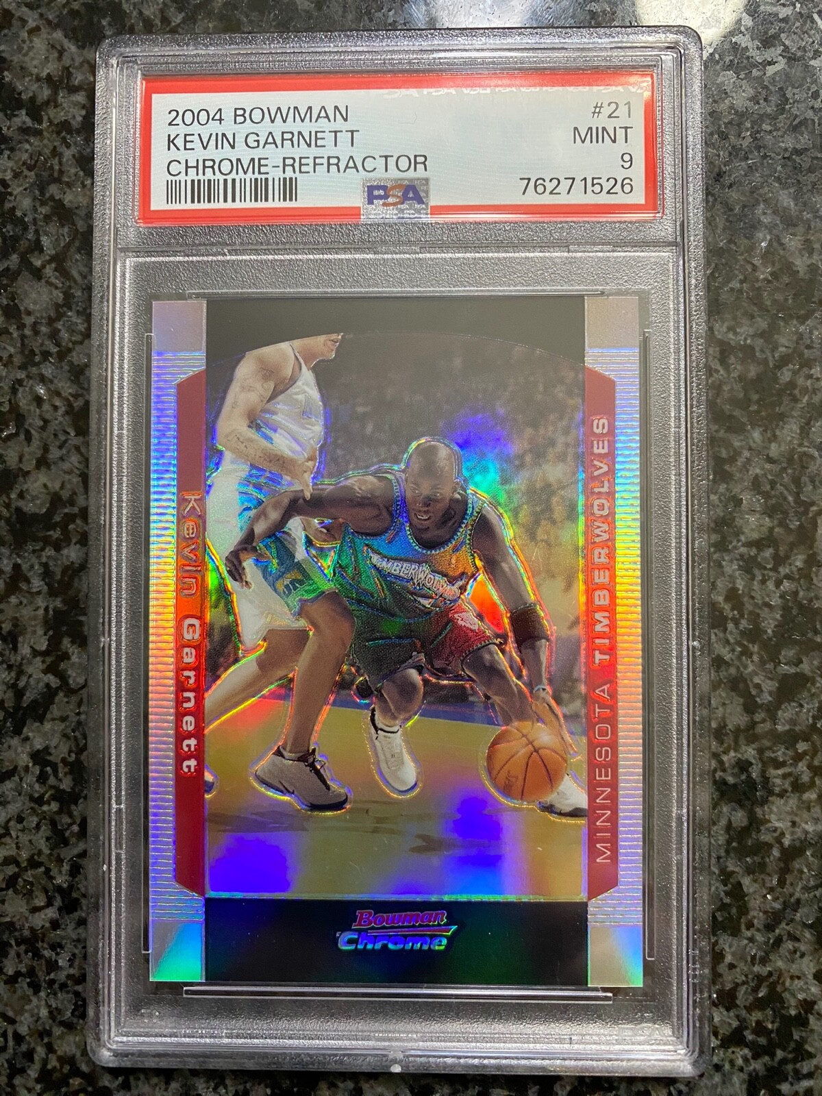 2004-05 Bowman Chrome KEVIN GARNETT REFRACTOR #/300 TIMBERWOLVES! PSA 9 Mint