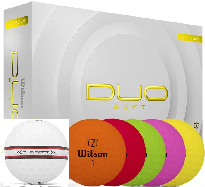 2025 Wilson Staff Duo Soft Golfbälle Doz Pack. WEISS, GELB, GRÜN, TRK 360