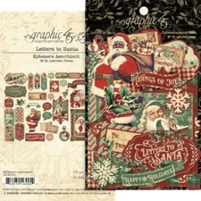 GRAPHIC 45 "LETTERS TO SANTA"  EPHEMERA ASSORTMENT 35 PCS. CHRISTMAS SCRAPJACK'S