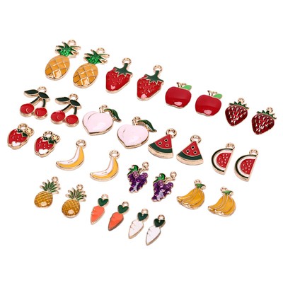 30PCS Enamel Pineapple Fruit Charms Pendant DIY Jewelry Making Necklace Bra3CAP
