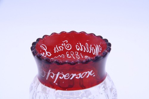 EAPG US Glass Ruby Stained Excelsior Toothpick Worlds Fair 1893 Chicago - Picture 16 of 17