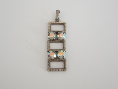 Vintage Anhänger Aurora Borealis Strass Bauhaus Stil 6,1 g/5,0 x 1,4 cm