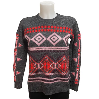 J. CREW NORDIC FAIR ISLE WOOL BLEND KNIT CREWNECK SWEATER multicoloredSIZE SMALL