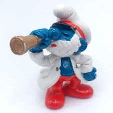 Smurfs Captain Papa Smurf 20141 Skipper Vintage Peyo PVC Figurine 1981 Hong Kong