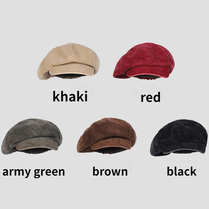 Mujeres Hombres Unisex Newsboy Sombrero Gorra Pana Boina Plana Gran Tamaño Suelto Moda Elegante Foto 2 de 4