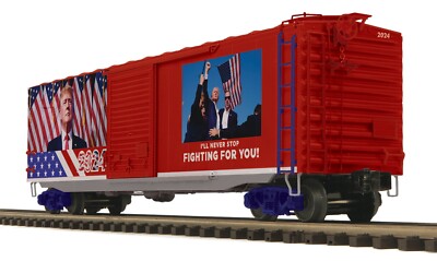 MTH PREMIER 20-99432 DONALD J. TRUMP 2024 ''FIGHT'' MAGA PS-1 BOXCAR O GAUGE - NEW