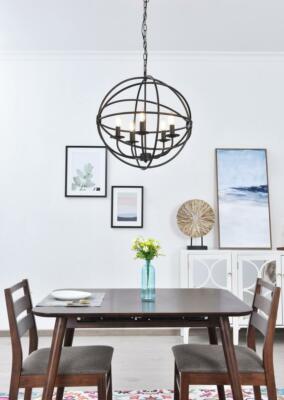 DARK BROWN SPHERE GLOBE DINING ROOM KITCHEN ISLAND PENDANT CHANDELIER 5 LIGHT