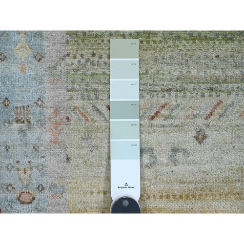 2'8"x14'8" Green Kashkuli Animal Figurines Wool Hand Knotted Runner Rug R20122 - Picture 3 of 6