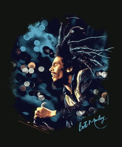 Crazy Shirts Bob Marley Bokeh Dreadlocks Black Short Sleeve Pima T-Shirt L NWT - Picture 5 of 5