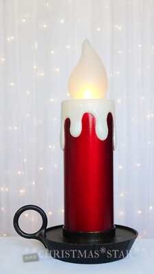 *NEW* RAZ IMPORTS 17.5'' RED METALLIC BATTERY OPERATED CANDLE CHRISTMAS 4016113