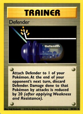 Pokemon Trainer Defender 80/102 Base Set Uncommon Non-Holo 1999 Trading Card