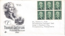 1968 Thomas Jefferson Art Craft First Day of Issue Postal Cover - No Postmark