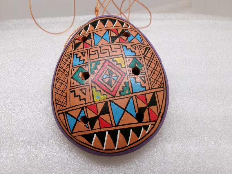 Ocarina Pottery Whistle Clay Flute Hand Made &Painted 6 Holed Musical Instrument