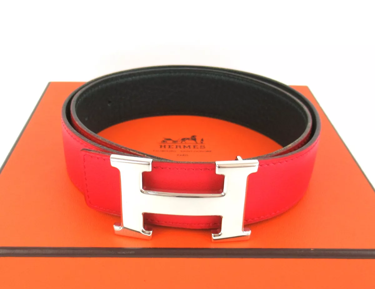 Authentic HERMES Constance Silver H Buckle Reversible Leather Belt 70 + Box | eBay