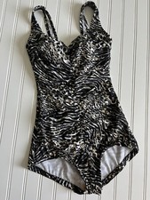 Rose Marie Reid One Piece Womens 8 Ruched Leopard Cheetah Retro Swimsuit