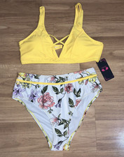 New with tags Women's Bikini SHEKINI Yellow 2 piece swim suit size large