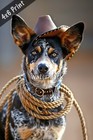 Australian Cattle Dog in a rodeo with a cowboy hat and l 4x6 Print