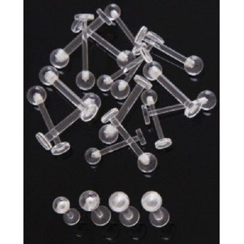 Clear Tongue Ring Retainer 1 Piece  (14g (1.6mm), 5mm Ball, 5mm 16MM (TRT / 2) - Picture 1 of 4