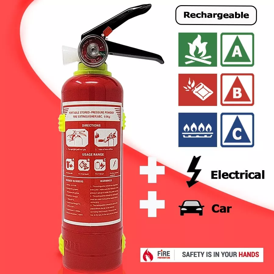 Fire Extinguisher Home Office Garage Car Rechargeable Dry Chemical