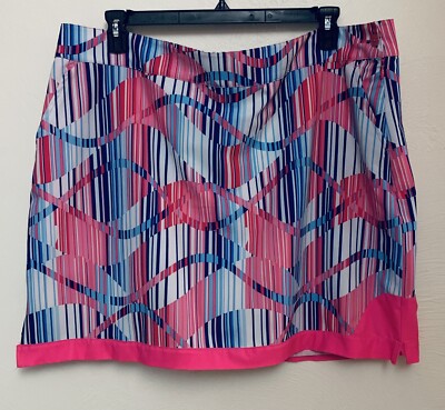 EP Pro Stretch Athletic Golf Pink/Blue Print Side Zip Skort Size 22