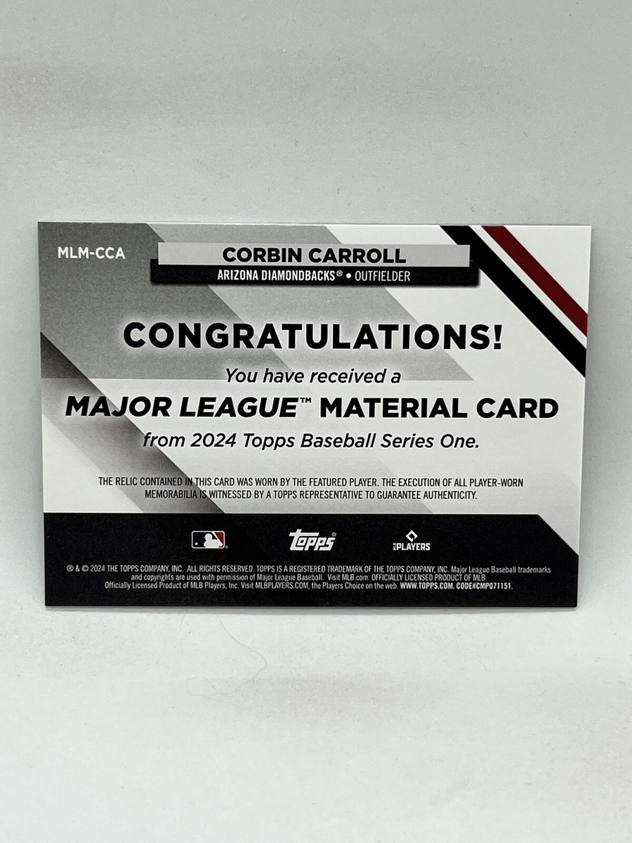 2024 Topps Series 1 CORBIN CARROLL Major League Material Relic