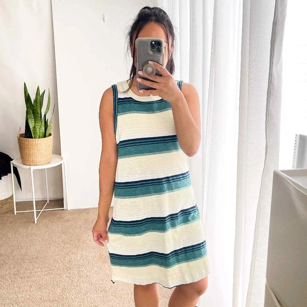 Current Elliott The Muscle Tee Dress Ocean Surfer Stripe Mini