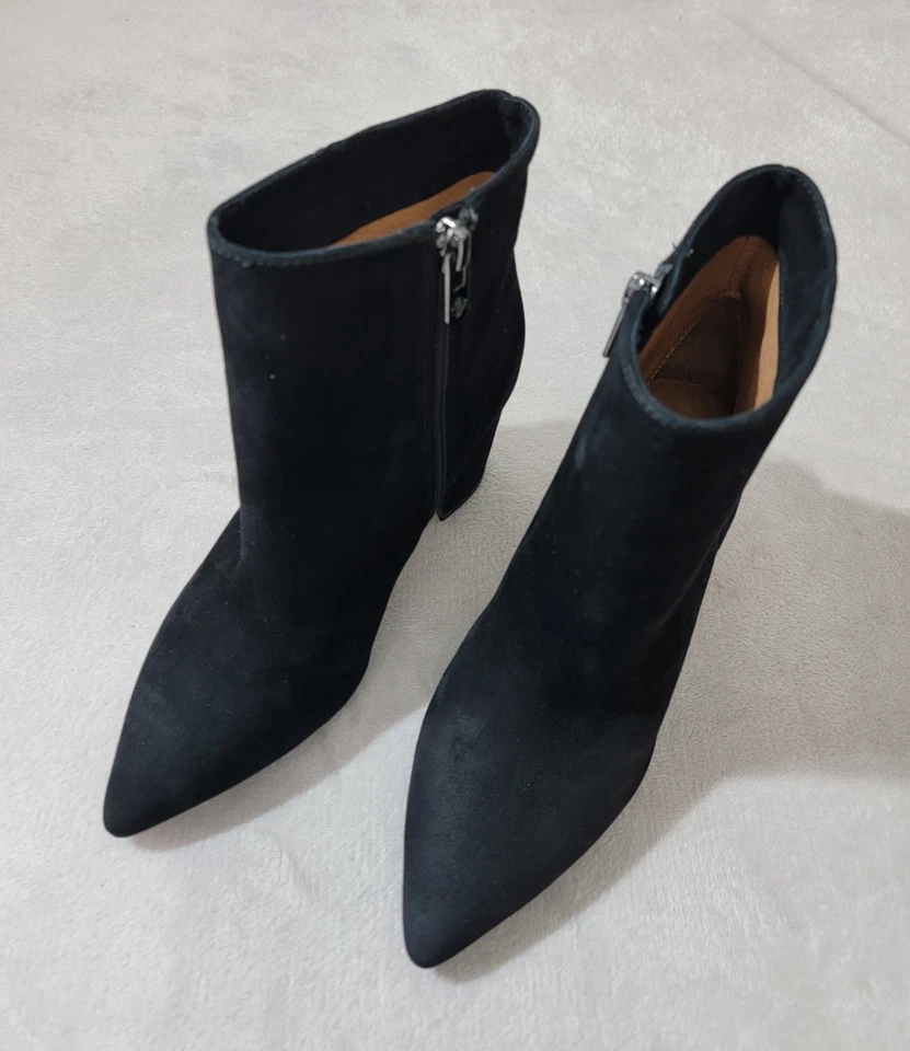 Antonio Melani Ankle Boots Women 6.5M Black Suede Point Toe Side Zip Refined Lux - Image 3 of 4