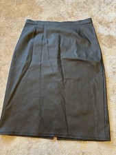 Ladies Roman  Faux Leather Black Knee Length Skirt Great For Work Or Going Out
