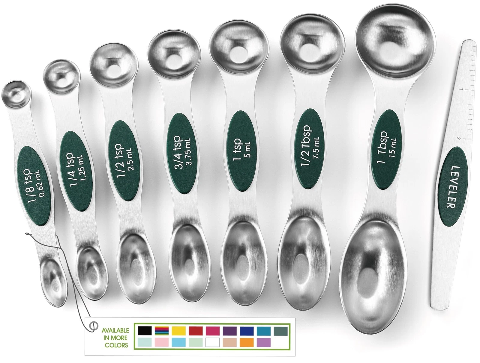 Spring Chef Stainless Steel Magnetic Measuring Spoons Set of 8 with Leveler,