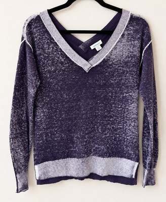 Sundance Women s XS Purple/Gray Heathered V-Neck Long Sleeve Knit Sweater