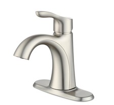 Simple Flair Single Hole Bathroom Faucet in Satin Nickel