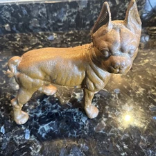 Vintage Antique Cast Iron Boston Terrier Bull Dog Door Stop  9” X 9”