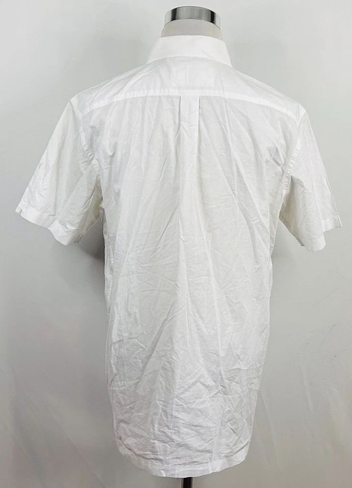 Camisa Hart Schaffner Marx Grande Manga Corta Blanca 100% Algodón Informal Abotonada Foto 4 de 4