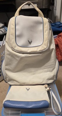 Callaway White Egg Shell And Blue Golf Backpack And Matching Clutch Tee Bag