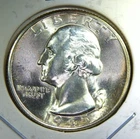 1945 D ** Washington Quarter ** Beautiful Color ** Superb Gem BU ** Album Toned