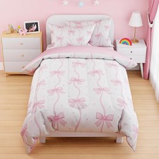Bow Duvet Cover Sets Twin Size for Kids Girls, Include 1 Polyester Comforter
