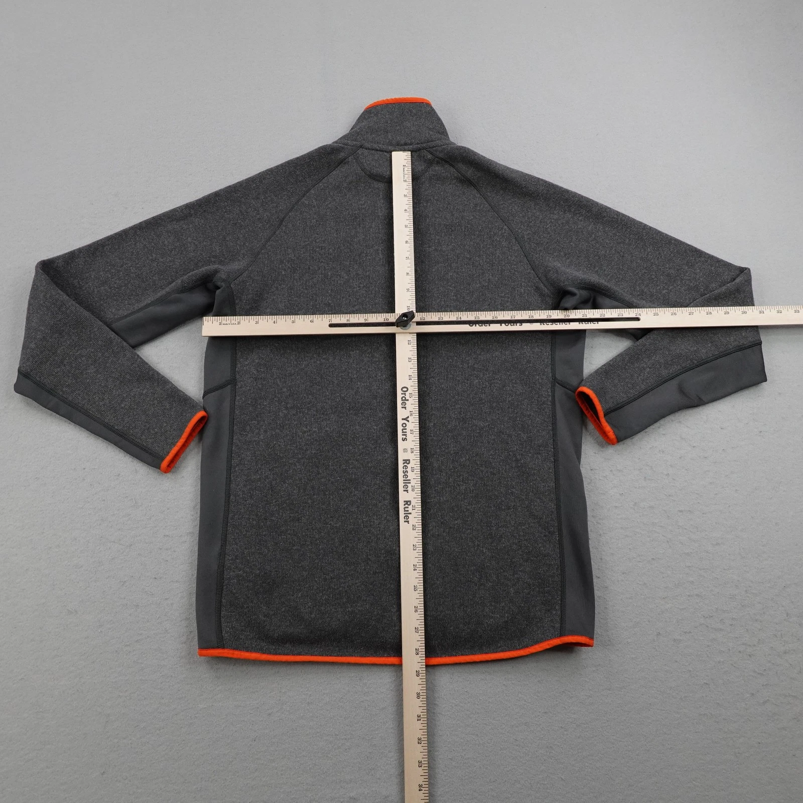 Patagonia Jacket Mens Large Gray Orange Performance Sweater Fleece Full Zip Up image 6